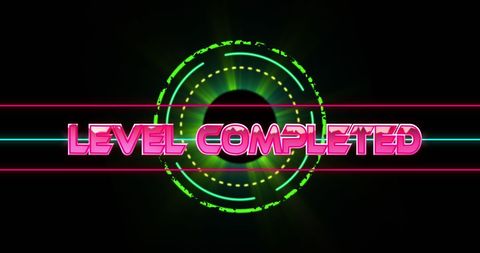 Level Completed Screen with Futuristic Green Circles - Download Free Stock Images Pikwizard.com