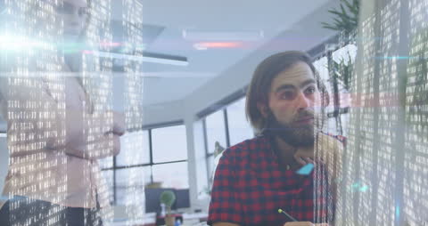 Business Team Analyzing Data with Digital Future Interface