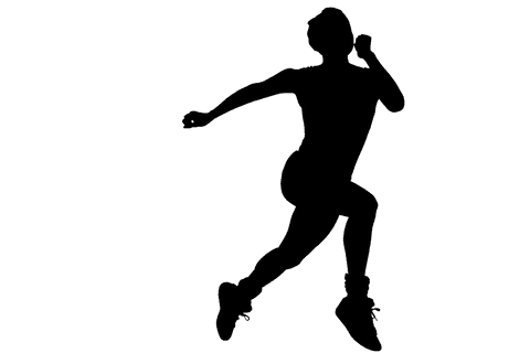 Silhouette of woman running on transparent background for fitness use