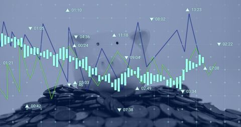 Financial Trends and Analysis with Graphs Over Coins - Download Free Stock Images Pikwizard.com