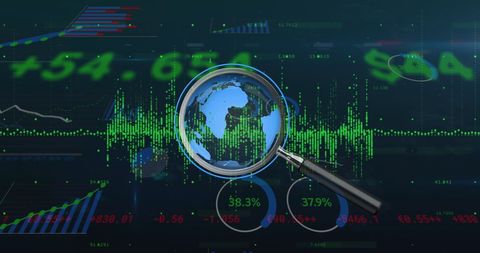 Magnifying Glass Focuses on Global Financial Data Patterns - Download Free Stock Images Pikwizard.com