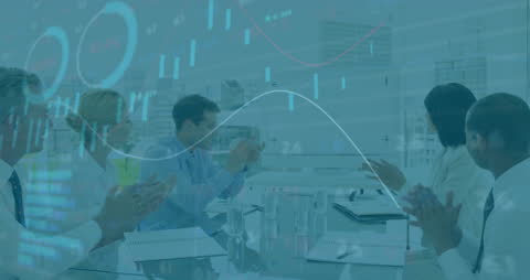 Business Meeting with Virtual Financial Data Interface