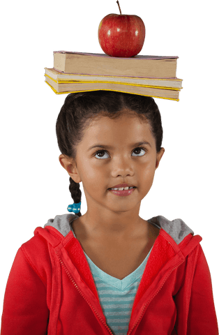 transparent girl balancing books and apple on head - Download Free Stock Videos Pikwizard.com
