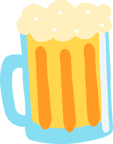 Transparent cartoon beer mug illustration in flat design