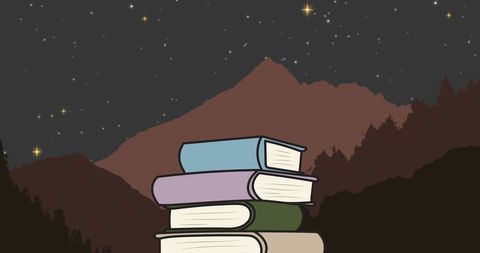 Whimsical Nighttime Reading Adventure Under Stars