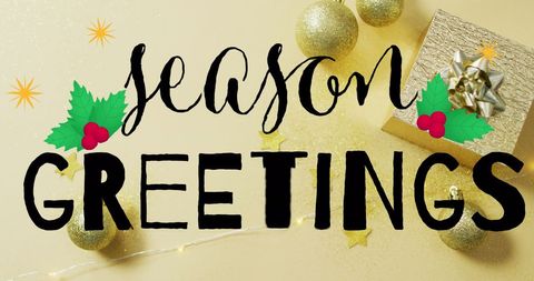 Festive Holiday Card with Season Greetings and Decorations