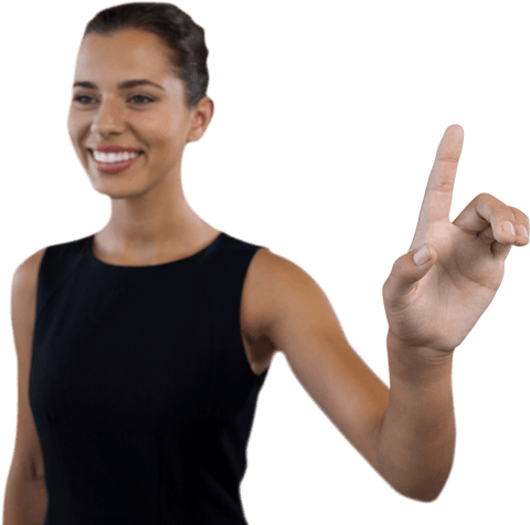 Smiling Businesswoman Interacting with Transparent Virtual Interface - Download Free Stock Videos Pikwizard.com
