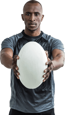 Powerful african rugby player posing with transparent background