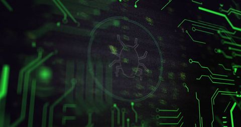 Digital Circuitry Concept with Security Bug Icon - Download Free Stock Images Pikwizard.com