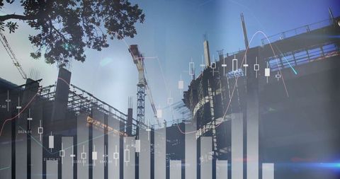 Construction Site with Financial Data Overlay