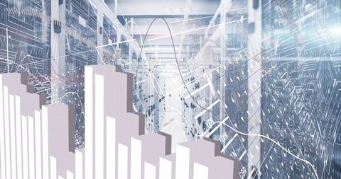 3d bar chart visualization inside innovative data center