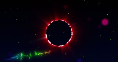 Neon Ring Glowing in Dark Space with Abstract Elements - Download Free Stock Images Pikwizard.com