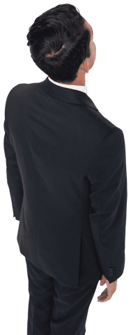 Businessman in Suit from Below Perspective on Transparent Background