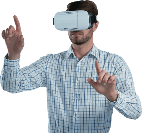 Man Using Transparent Virtual Reality for Immersive Communication - Download Free Stock Videos Pikwizard.com