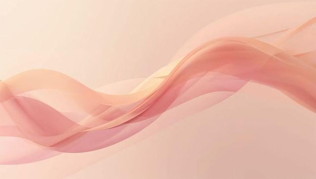 Soft peach and blush abstract ribbons flowing across minimal pastel gradient background