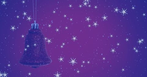 Festive holiday bell ornament with glowing snowflakes