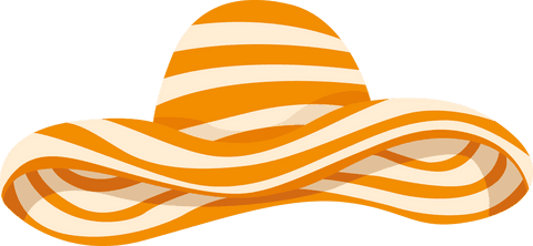 Colorful Stripe Summer Hat on Transparent Background