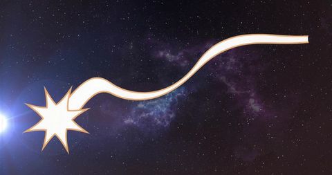 Shooting star icon in vibrant cosmic nebula