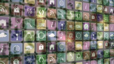 Digital Icons on Virus Cells Theme