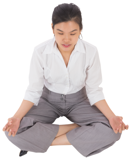 Transparent Calm Businesswoman Meditating in Lotus Pose - Download Free Stock Videos Pikwizard.com