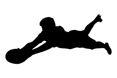 Transparent Silhouette of Male Rugby Player Tackle Pose