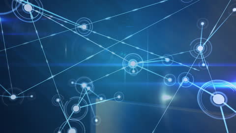 Abstract Digital Network Connections on Blue Background