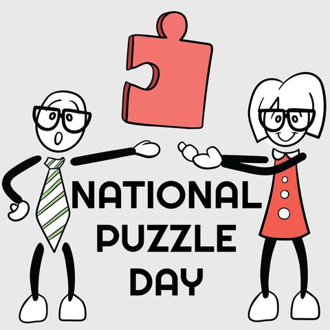 cartoon characters celebrating national puzzle day - Download Free Stock Templates Pikwizard.com