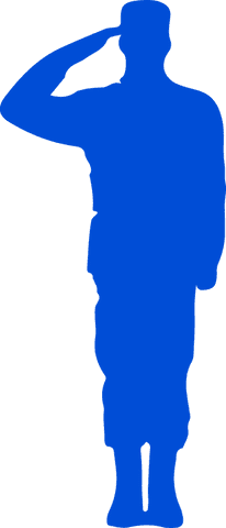 Blue Soldier Silhouette Saluting on Transparent Background