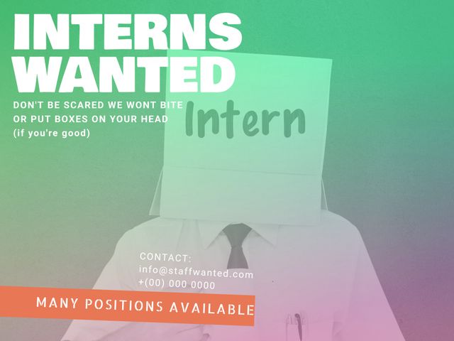 Creative Interns Wanted - Unique Job Ad With Box-Head Imagery - Download Free Stock Templates Pikwizard.com