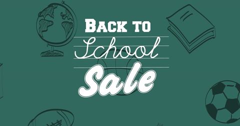Back to School Sale Promotion on Green Background with School Icons