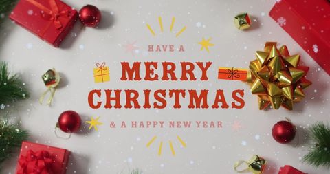 Merry Christmas Happy New Year Festive Greeting Card Design