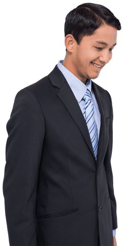 Transparent image of young biracial businessman in suit