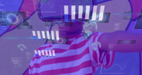 Child Exploring Virtual Reality Amid Digital Interfaces