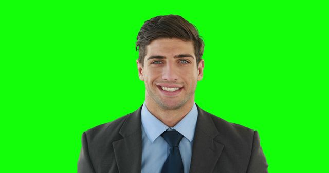 Smiling Businessman in Suit with Green Screen Background - Download Free Stock Images Pikwizard.com