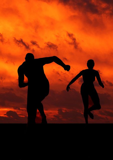 Perfect for promoting fitness and outdoor activities, capturing the dynamic movement of athletes at sunset. Ideal for websites and advertisements focused on health, sports, motivation, and outdoor training.