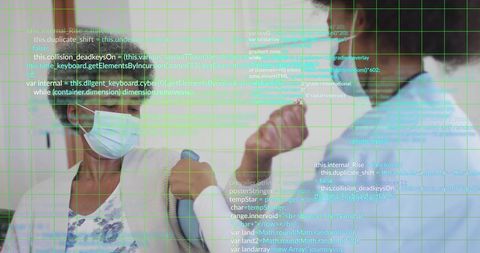 Healthcare Data Processing with Biracial Female Doctor and Patient