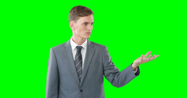 Young Business Professional Discussing Against Green Chroma Key Background - Download Free Stock Images Pikwizard.com