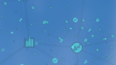 Digital Network Icons with Global Connectivity