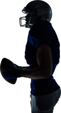 Transparent Silhouette of American Football Player with Ball in Hand