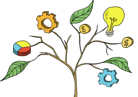 transparent plant with business symbols on branches - Download Free Stock Videos Pikwizard.com