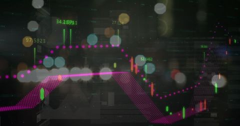 digital financial data overlaying city lights - Download Free Stock Images Pikwizard.com