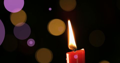 Candle with Bright Flame in Dark Festive Ambiance - Download Free Stock Images Pikwizard.com