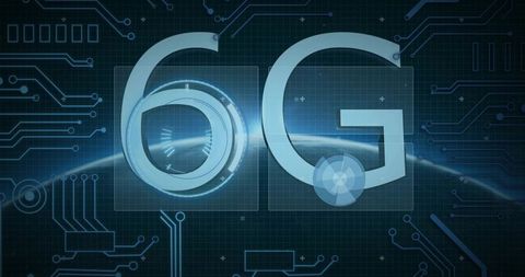 Futuristic 6G Holographic HUD with Globe and Circuit Traces Showing High-speed Connectivity