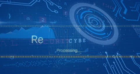 Futuristic Digital Data Processing Concept in Blue