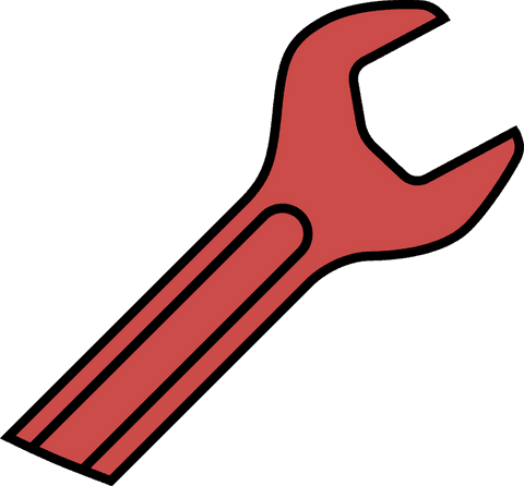 Red open-ended wrench on transparent background