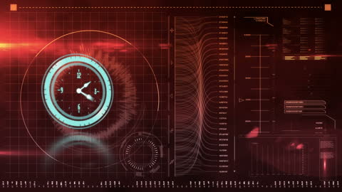 Digital Clock Interface with Data Animation