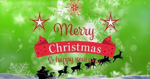 Festive Christmas and New Year Greeting with Santa Claus Silhouette