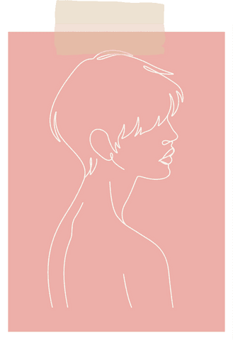 Minimalist Continuous Line Portrait on Transparent Background with Pastel Pink and Tape - Download Free Stock Videos Pikwizard.com