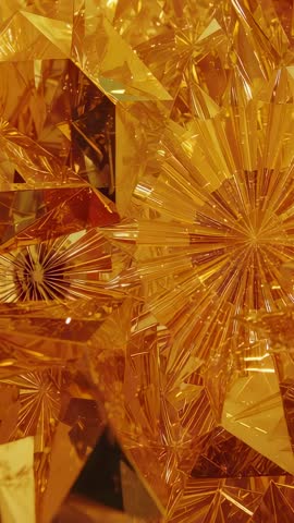 Glinting Gold Faceted Panel Casting Starburst Glints Vertical Video Loop