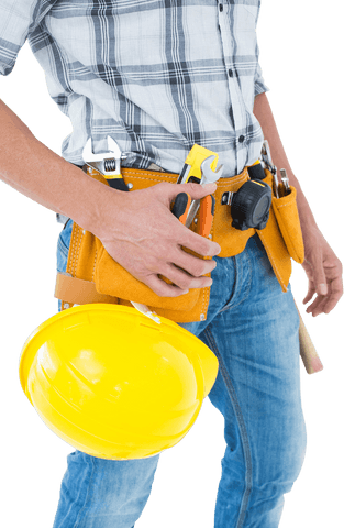 technician with tool belt and hard hat performing work tasks transparent - Download Free Stock Videos Pikwizard.com